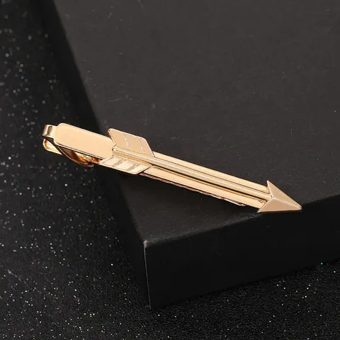 Fashion Men's Gold Arrow Tie Clip Electroplated Alloy Business Casual Necktie Bar For Wedding Formal Party Jewelry Accessory