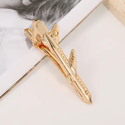 Men's Creative Metal Tie Clip Personalized Airplane Rocket Design Business Suit Accessories Personalized Fashion Jewelry Gift