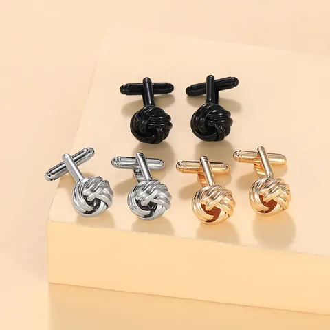 Boutons de Manchette Torsadés en Fer de Mode pour Homme Design Évidé Accessoires de Bijoux de Costume d'Affaires Or Argent Noir Électroplaqué Cadeau de Luxe