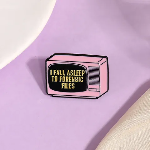 Cartoon Pink Retro TV Brooch Enamel Pin Alloy Lettering Badge Jewelry Decorative Accessory For Clothing Backpack Gift