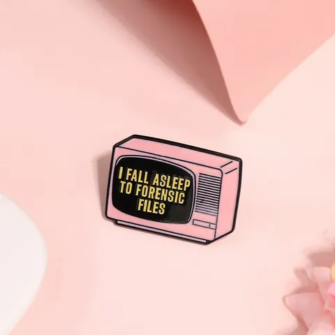 Cartoon Pink Retro TV Brooch Enamel Pin Alloy Lettering Badge Jewelry Decorative Accessory For Clothing Backpack Gift