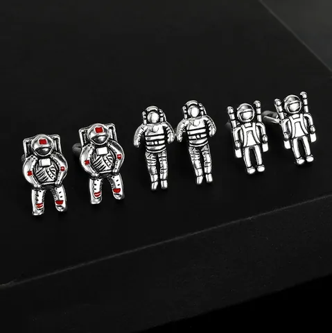 Gemelli da Polso Astronaute Creativi Uomo Moda Pilota Spaziale Smalto Lega Camicia Studs Formale Business Matrimonio Gioielli Regalo
