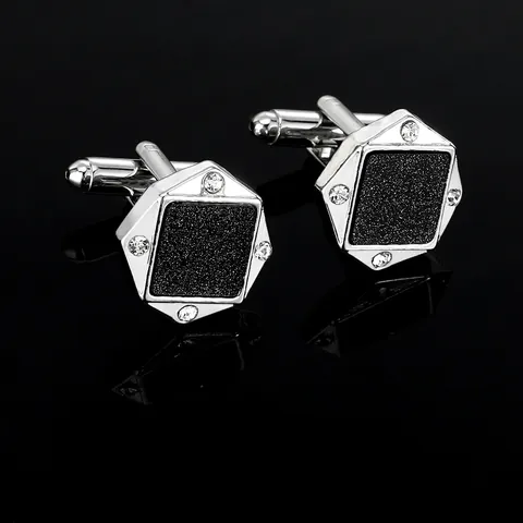 Boutons de Manchette Homme Business Pince à Cravate Alliage Hexagonal Ciel Étoilé Strass Argent Accessoires Mode pour Mariage Fête
