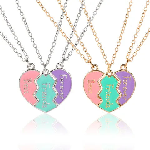 Best Friends Forever BFF Heart Puzzle Pendant Necklace Enamel Alloy Jewelry For Women Girls Friendship Celebration Gift