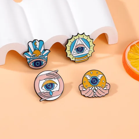 Kreative Legierung Emaille Augen Broschen Hand der Fatima Allsehendes Auge Anstecknadeln Für Rucksack Kleidung Deko Unisex Schmuck