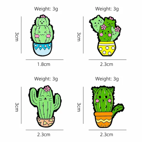 Cute Cartoon Cat Cactus Enamel Pin Alloy Plant Animal Badge For Clothing Bags Backpack Decoration Unisex Jewelry Gift