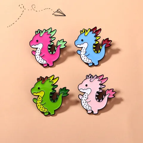 Cartoon Dragon Fruit Dinosaur Enamel Brooch Pin Alloy Animal Lapel Badge For Backpack Clothing Decor Unisex Jewelry Gift