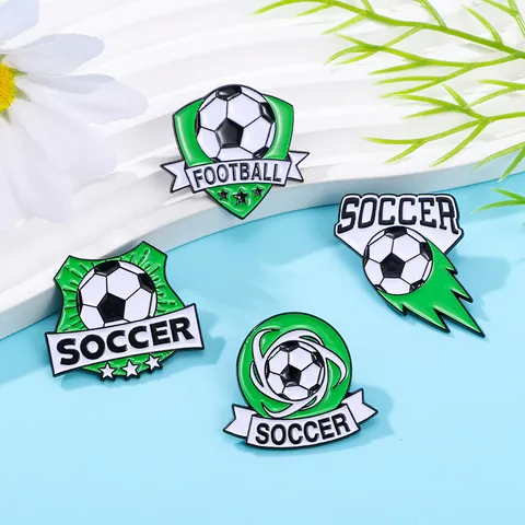 Broche en Émail Football Thème Sportif Épinglette en Alliage de Zinc Badge pour Sac à Dos Accessoire de Vêtement Unisexe