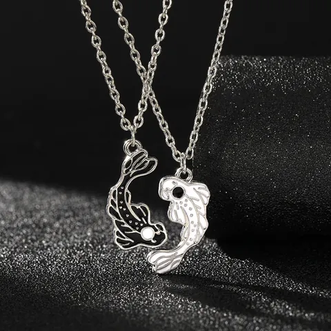 Tai Chi Yin Yang Koi Fish Pendant Necklace Bracelet Alloy Enamel Matching Jewelry For Lovers Couple Friends Jewelry
