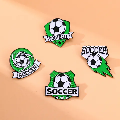 Broche en Émail Football Thème Sportif Épinglette en Alliage de Zinc Badge pour Sac à Dos Accessoire de Vêtement Unisexe