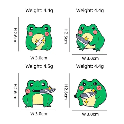 Funny Cartoon Frog Holding Knife Enamel Pin Humorous Green Animal Brooch Zinc Alloy Drip Oil Badge Jewelry Gift For Clothes