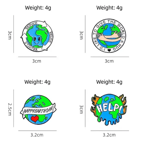 Juego de Pines de Broche de Esmalte para la Protección de la Tierra de Aleación Insignia Happy Earth Day Help Joyería