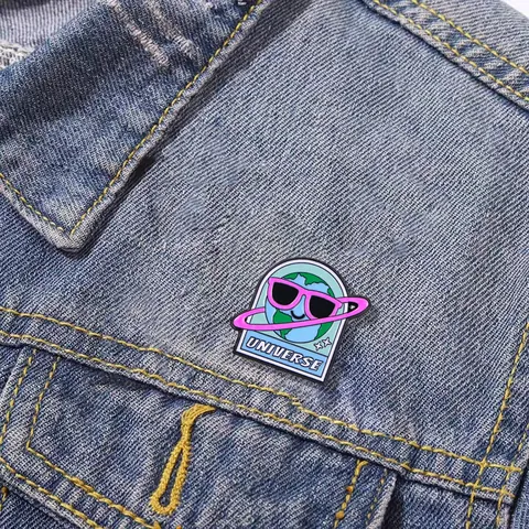 Cartoon Earth Enamel Brooch Pin Set Space Explorer Universe Planet Zinc Alloy Badges For Backpack Clothing Accessories Decor
