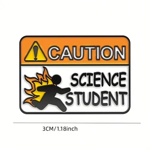 Creative Alloy Enamel Pin Brooch Funny English Phrase Hello I am Tired Stressed Science Student Warning Sign Badge For Clothes Bags