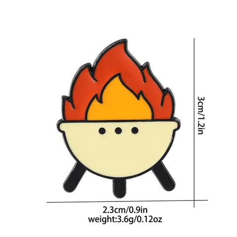Cartoon BBQ Grill Enamel Pin Fire Flame Alloy Brooch Badge For Outdoor Camping Backpack Shirt Clothing Accessories Unisex Jewelry