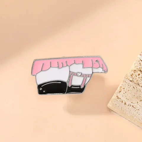 Anime Manga Style Leg Shape Enamel Pin For Women Pink Heart Ruffle Skirt Alloy Brooch Lapel Badge Jewelry Gift