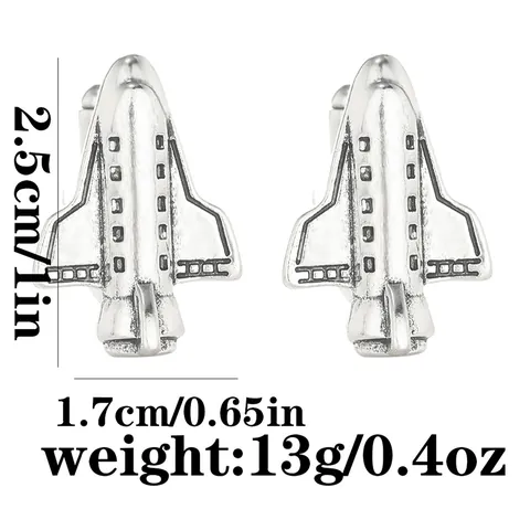 Vintage Legering Spaceshuttle Manchetknopen Voor Heren Retro Zilver Vliegtuig Vorm Overhemd Accessoires Bruiloft Banket Sieraden