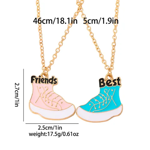 Cartoon BFF Magnetic Stitching Pendant Necklace For Friends Kids Alloy Heart Strawberry Unicorn Zebra Pineapple Jewelry