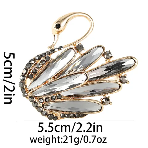 Elegant Alloy Crystal Swan Brooch For Women High Quality Rhinestone Animal Jewelry Pin Accessories For Coat Suit Dress