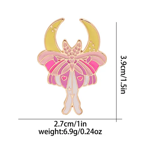 Emaille Legering Vlinder Halve Maan Broche Pin Verguld Roze Geel Cartoon Anime Stijl Sieraden Voor Vrouwen Rugzak Badge