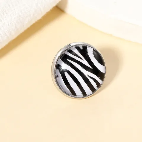 Fashion Alloy Zebra Print Round Brooch Enamel Drip Oil Lapel Pin Anti-exposure Button For Shirt Women Men Accessories