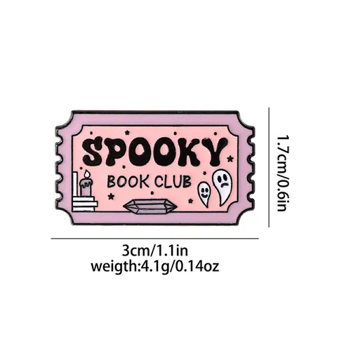 Vintage Enamel Pin Brooch Book Club Science Fiction Movie Ticket Shape Alloy Lapel Badge For Backpack Clothing Accessory