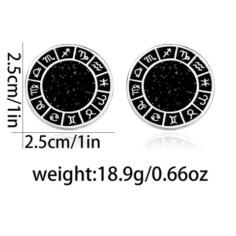 Luxury Men Business Alloy Cufflinks Round Geometric Zodiac Roman Numerals Rhinestone Inlaid Fashion Shirt Cuff Links Accessories