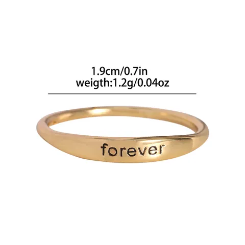 Anillo de Cobre Minimalista Con Palabras Grabadas para Mujer Oro Plata Oro Rosa Forever Love Freedom Youth LGBTQ Joyería