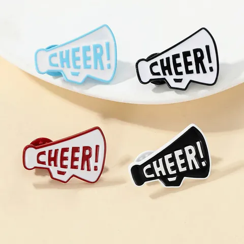 Spilla a Forma di Megafono Creativa in Lega di Smalto a Goccia d'Olio CHEER! Distintivo con Lettere per Decorazione Abbigliamento Borsa Accessori Unisex