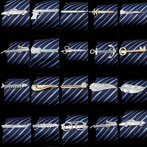 Men Business Luxury Copper Tie Clip Creative Saxophone Guitar Car Airplane Shapes Formal Wedding Suit Accessories Jewelry