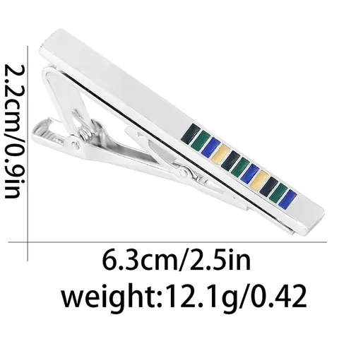 Classic Men Business Metal Tie Clip Alloy With Colorful Stripe Pattern Silver Necktie Bar For Suit Formal Accessory Gift