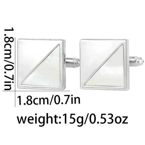 Square Silver Alloy Cufflinks For Men Business Wedding Natural Mother Of Artificial Pearl Inlay French Style Suit Accessories Gift
