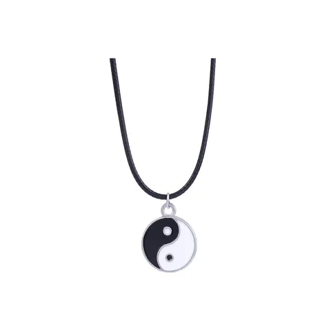 Alloy Yin Yang Tai Chi Matching Pendant Necklaces Vintage Rhinestone Sun Moon Dragon Celestial Couples Friends Necklaces