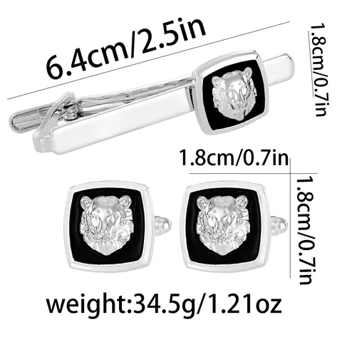 Pince À Cravate Et Boutons De Manchette Affaires Pour Hommes Alliage Argent Design Tête De Lion Pour Accessoires Bijoux Costume Formel Mariage