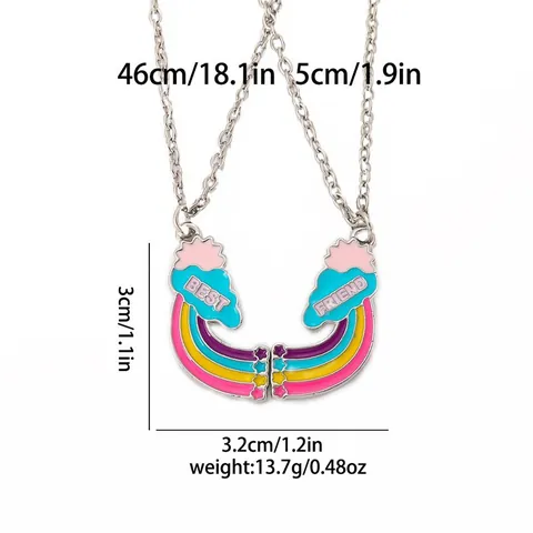 Bunte Regenbogen BFF Herz Freundschafts-Anhänger Halskette Emaille Einhorn Best Friends Forever Schlüsselbeinkette Schmuck Geschenke