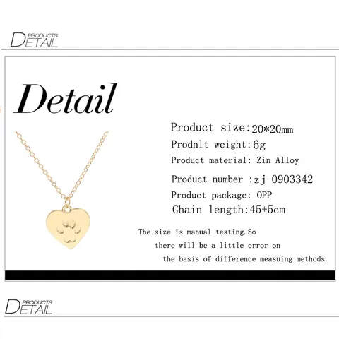 Alloy Heart Animal Paw Print Memorial Pendant Necklace For Women Pet Lover Gift Fashion Rhinestone Cross Love Necklaces Jewelry