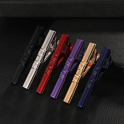 Business Men Copper Metal Tie Clip Twill Striped Design Electroplated Polished Finish Formal Necktie Accessories Jewelry