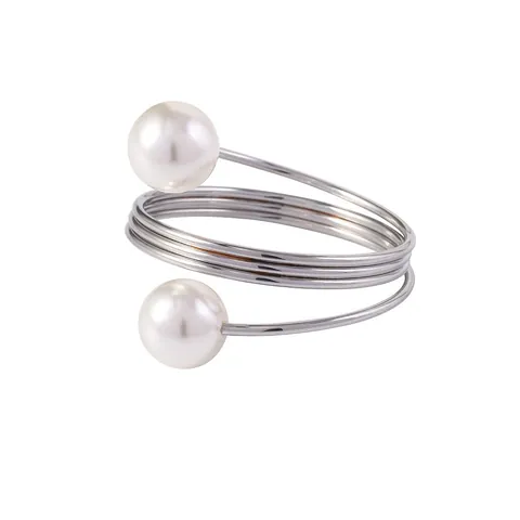 Spiral Alloy Napkin Ring With Faux Artificial Pearl Accents Gold Silver Table Decor Napkin Buckle For Wedding Party Hotel Restaurant