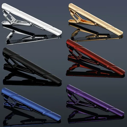 Simple Business Men's Copper Tie Clip Classic Metallic Striped Formal Suit Tie Bar For Wedding Banquet Shirt Jewelry Accessory