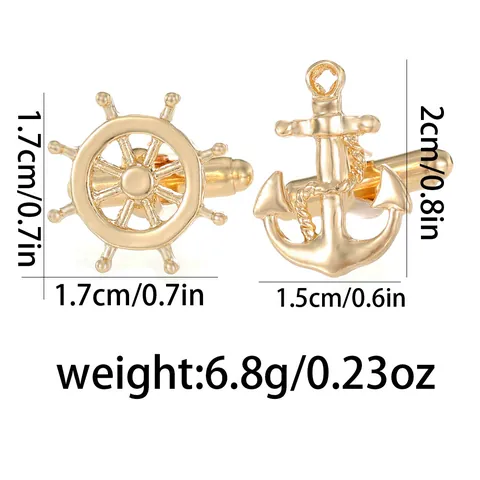Men's Nautical Anchor And Helm Cufflinks Gold Silver Alloy Metal Shirt Cuff Links Business Wedding Fashion Jewelry Gift