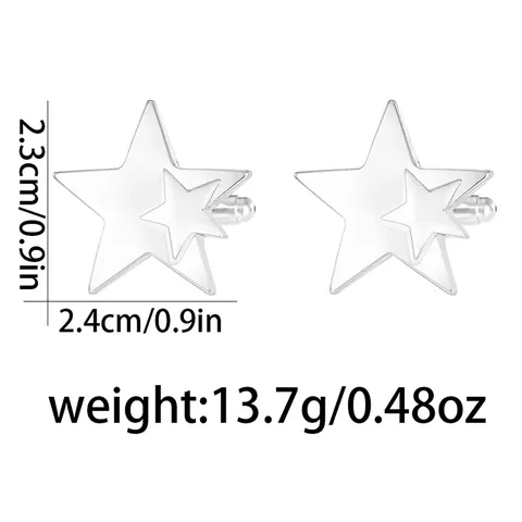 Boutons de Manchette Étoile en Alliage d'Argent pour Hommes Double Couche Géométrique Accessoires de Chemise pour Affaires Mariage Occasions Formelles