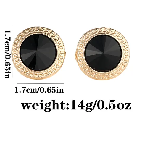 Round Alloy Zirconia Cufflinks For Men Business French Shirt Wedding Jewelry Gold Silver Black Blue Braided Texture Cuff Links