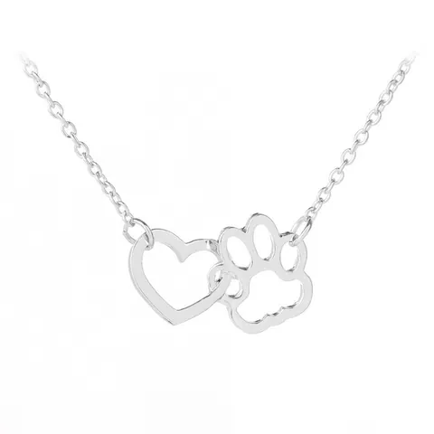 Fashion Alloy Hollow Heart Paw Print Pendant Necklace Gold Silver Minimalist Animal Pet Lovers Clavicle Chain Jewelry For Women Gift