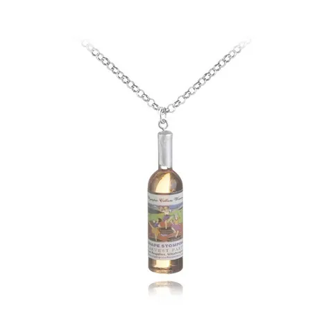 Creative Miniature Beer Wine Bottle Pendant Necklace Alloy Resin Simulation Drink Bottle Heart Shape Keychain Jewelry Gift