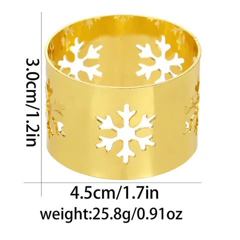 Servilleteros de Navidad de Metal Calado Patrón de Copo de Nieve Reno Árbol de Navidad Chapado en Oro Plata Oro Rosa Decoración de Mesa