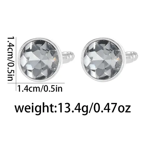 Men's Business Round Crystal Cufflinks Alloy Rhinestone Satellite Stone Cuff Links For Wedding Formal Shirts Jewelry Accessories