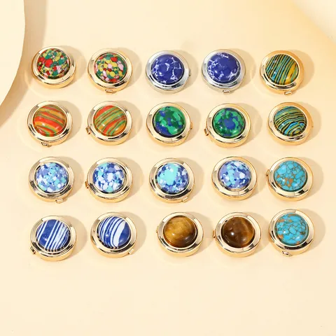 Round Alloy Button Covers For Men French Shirt Cufflinks Gold Silver Plated Enamel Tiger Eye Resin Stone Jewelry Accessories
