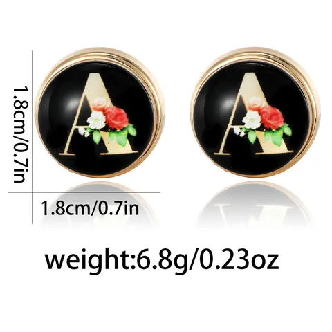 Gemelos De Alfabeto Floral Redondos Vintage Para Hombre Oro Esmalte Letra De Flor Cubiertas De Botones Camisa Boda Joyería De Fiesta
