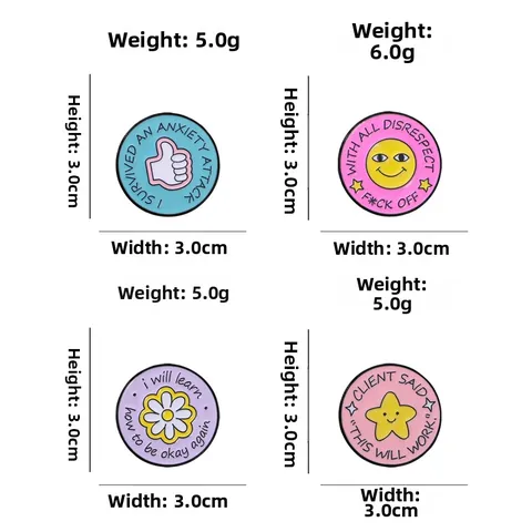Grappige Cartoon Emaille Pin Set Motiverende Citaat Legering Badge Smiley Daisy Duim Omhoog Broche Voor Jas Rugzak Sieraden