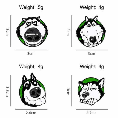 Funny Cartoon Husky Dog Enamel Brooch Pin Alloy Animal Expression Badge For Backpack Clothes Accessories Jewelry Decoration